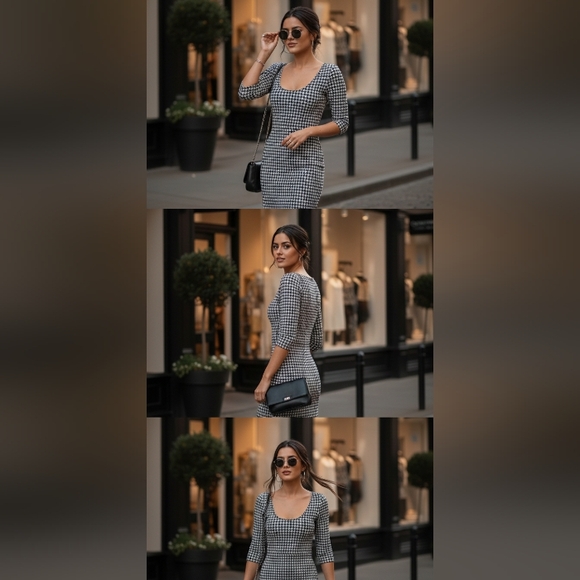 SALE- Vintage permit houndstooth dress - Picture 5 of 7